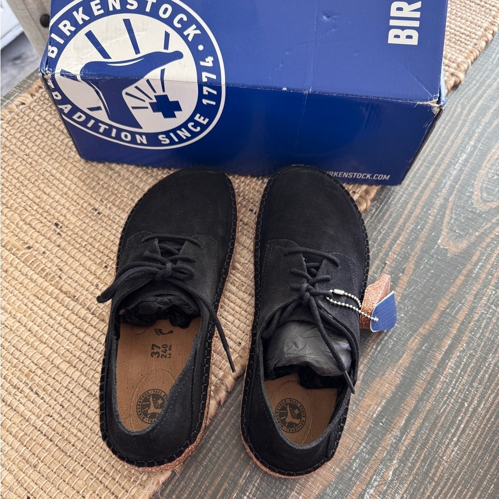 Birkenstock Black Suede Lace-Up Clogs
